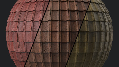 Roof Tile Materials 57- Concrete Roofing by Sbsar generator | Seamless, Pbr, 4k