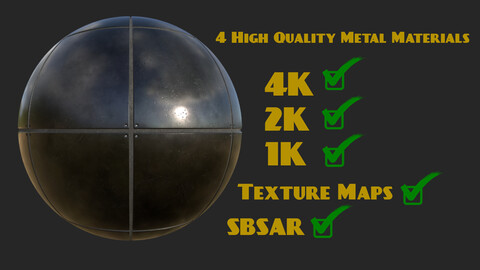 4 Metal SBSAR Material with textures