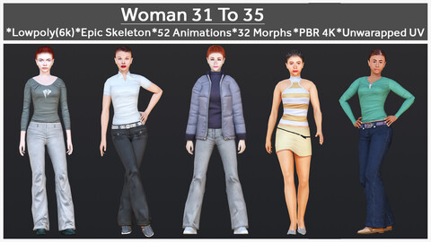 Woman 31 To 35 With 52 Animations 32 Morphs