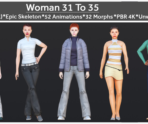 ArtStation - Woman 31 To 35 With 52 Animations 32 Morphs | Game Assets