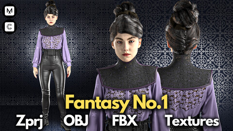 Fantasy No.1: Marvelous Designer + Clo3d + OBJ + FBX + Texture