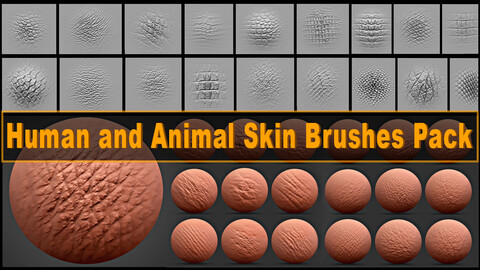 80+ Human  and Animal Skin Brushes Pack - Zbrush