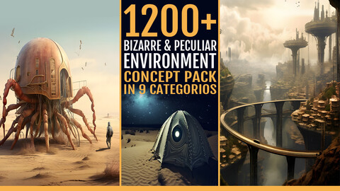 1200+ Bizarre and peculiar Environments Concept pack in 9 Categories