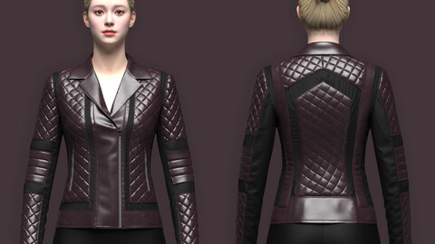 Women Quilted Jacket 3d Model