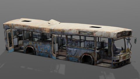 Rusted Destroyed bus 3D model