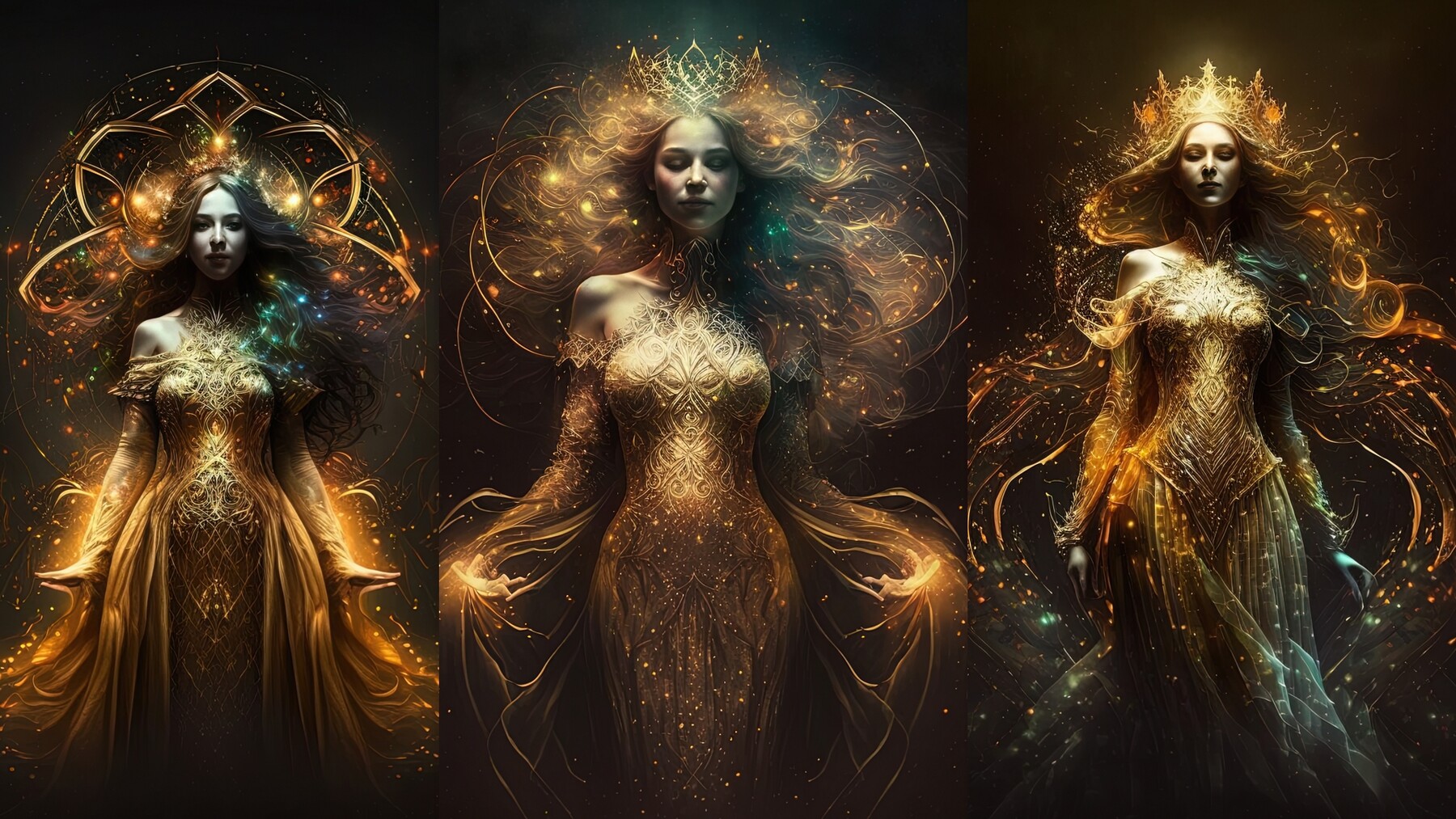 ArtStation - 100 Golden Goddesses - Radiant Women of Lightning | Artworks