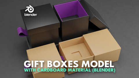 Gift Boxes Model with Cardboard Material (Blender)