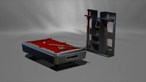 Modern Pool table, complete with accessories, 1:5 scale, 3D Model Printing Miniature Assembly File STL - OBJ