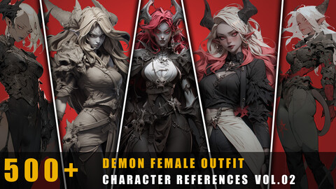 500+ Demon Female Outfit - Character References Vol.02