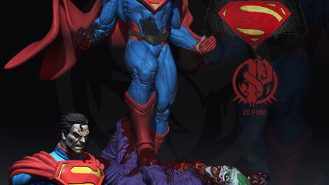 Bust Superman kills The Joker Injustice League STL for 3d printing by CG Pyro fanarts