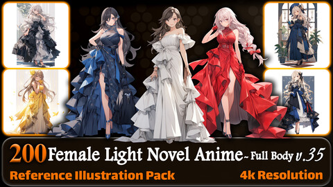 200 Female Light Novel Anime (Full Body) Reference Pack | 4K | v.35