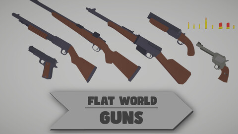 Flat World - Guns With Skins - Rigged & Animated