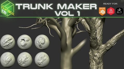 Tree Bark Details Vol. 1 - Ready for Zbrush Substance Designer and Blender