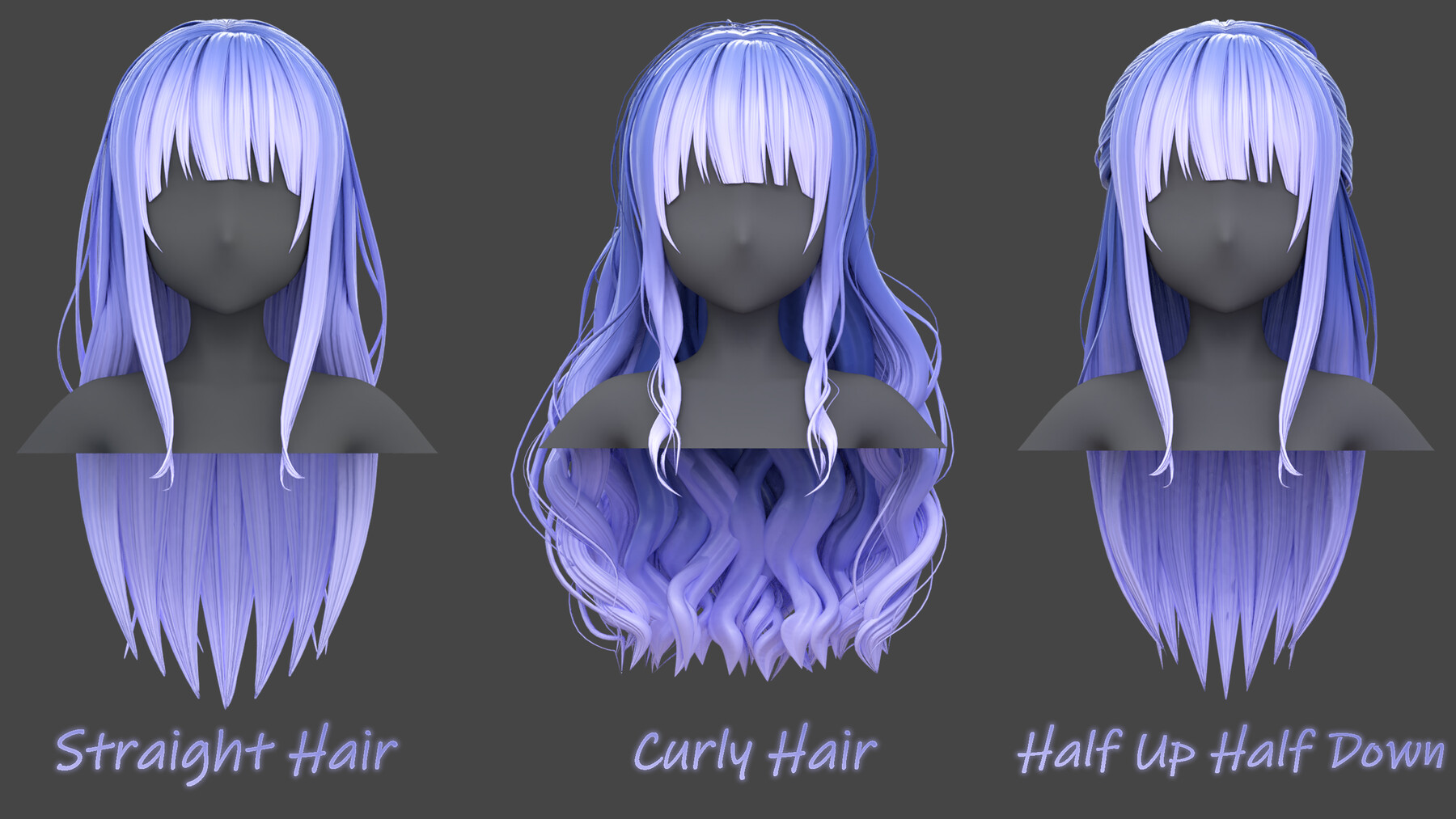 ArtStation - Anime Hairstyles Pack (9 types of hairstyles)