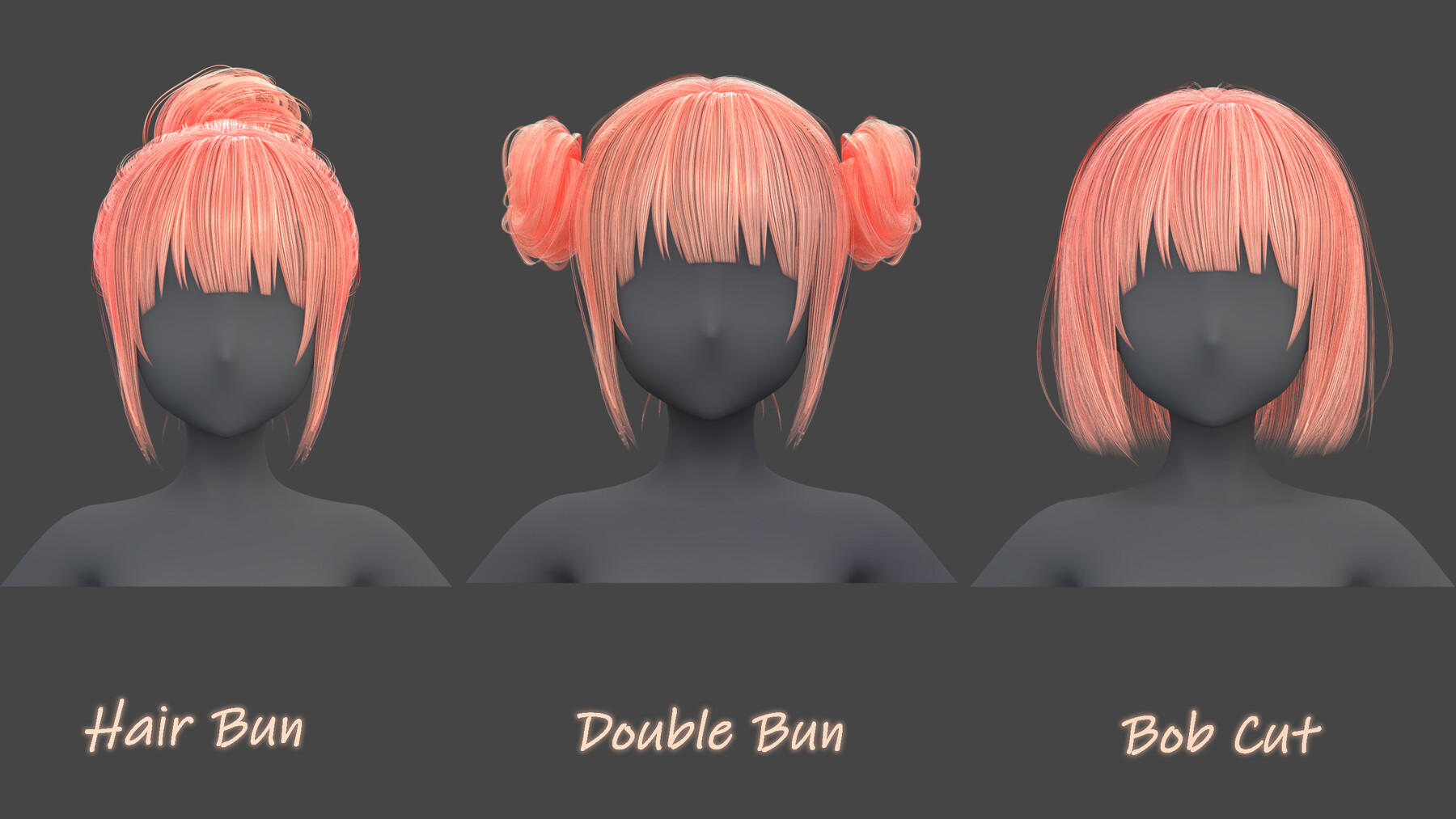 ArtStation - Poly Hairstyle pack-12 types of Hairstyles(obj, fbx, blend ...