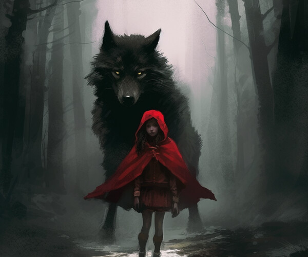 ArtStation - Little Red Riding Hood and her pet Wolf | Artworks