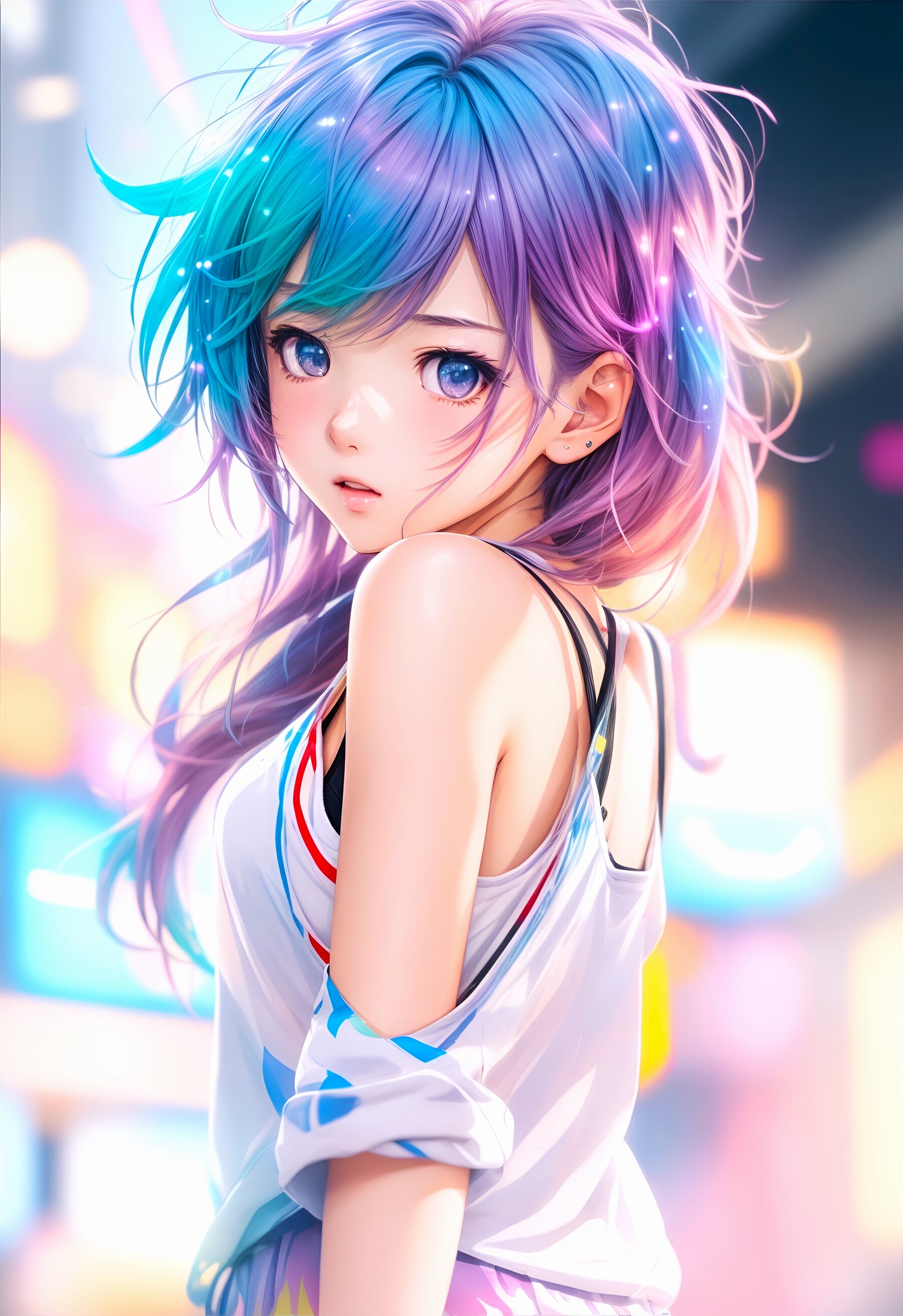 Artstation - 2 Pics Of Colorfull Girl Illustration 