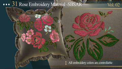 31 Rose Embroidery Decals -SBSAR (Vol. 02)