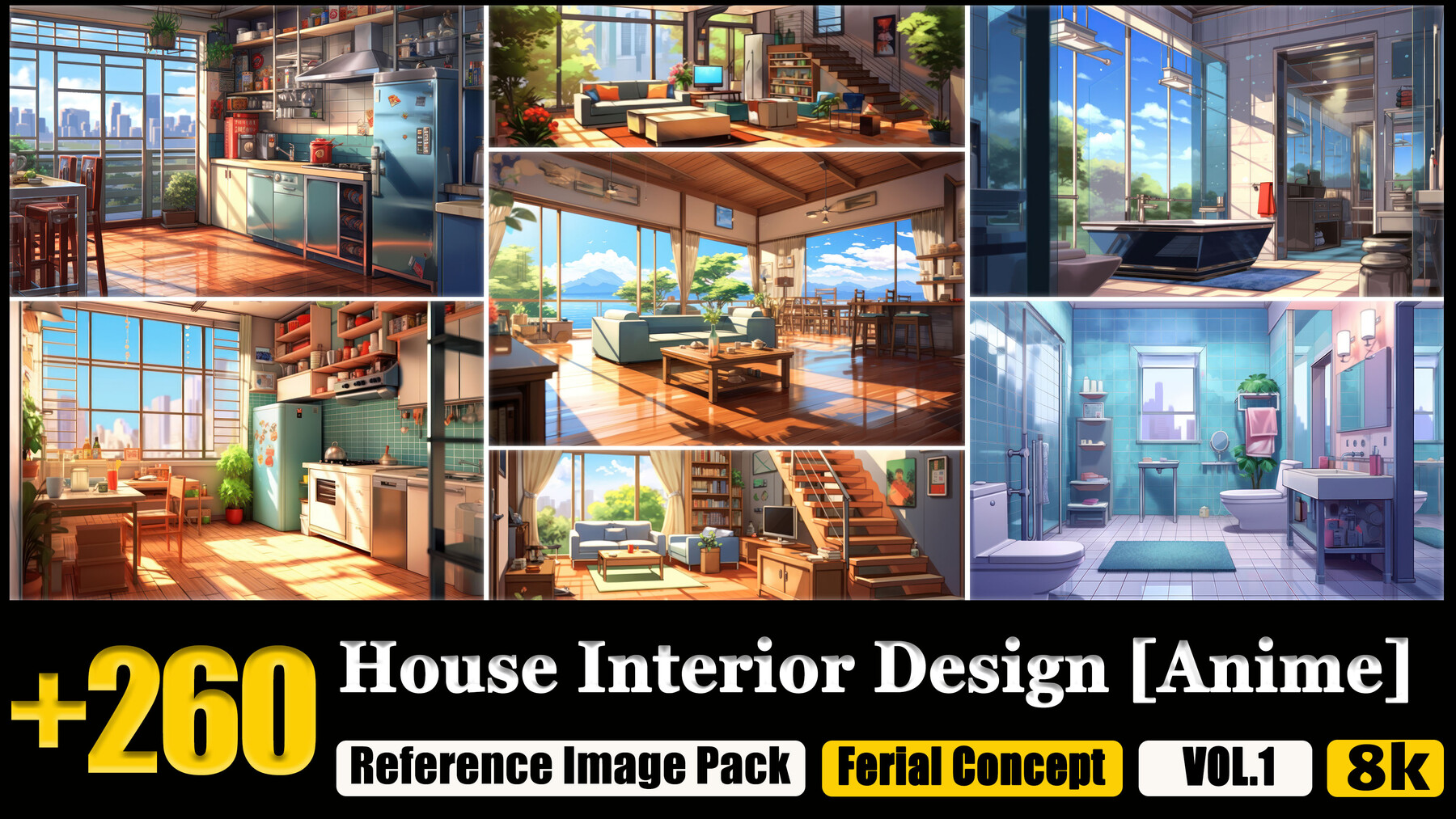 Anime Interior House Graphic · Creative Fabrica