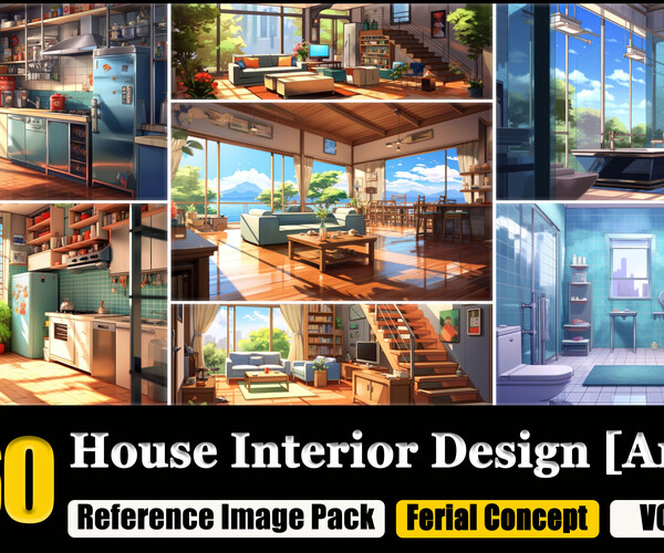 Anime Interior House Graphic · Creative Fabrica