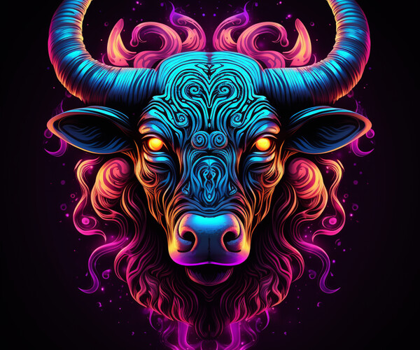 ArtStation - Neon Taurus Zodiac Art | Artworks