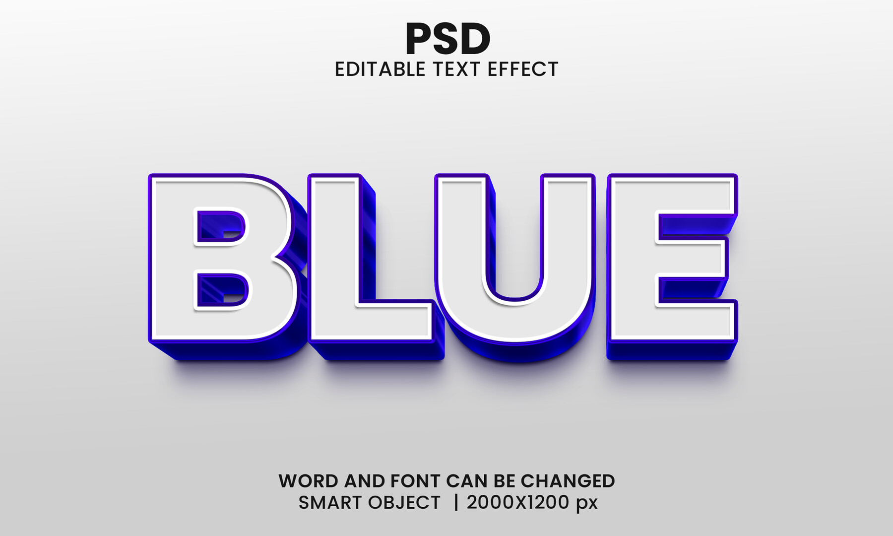 ArtStation - 3D Blue. PSD fully editable text effect. Layer style PSD ...