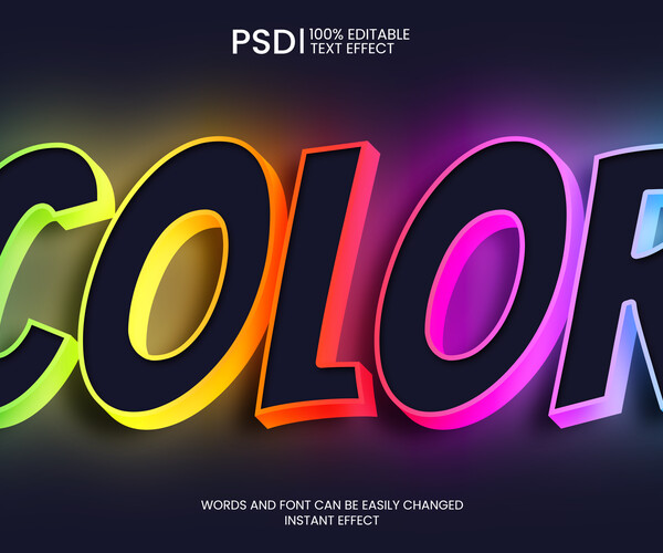 ArtStation - 3D Color. PSD fully editable text effect. Layer style PSD ...