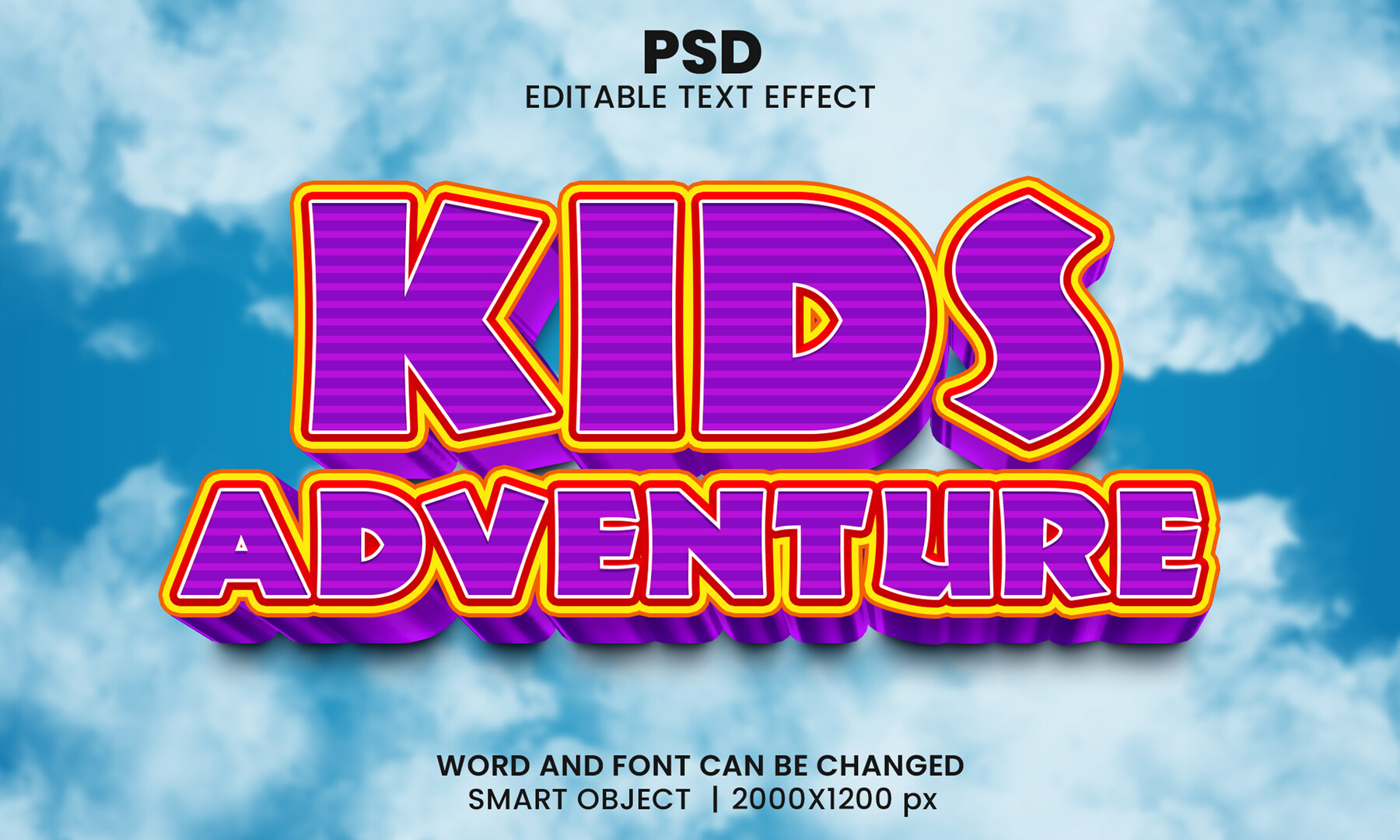 ArtStation - 3D Kids Aventure. PSD fully editable text effect. Layer ...