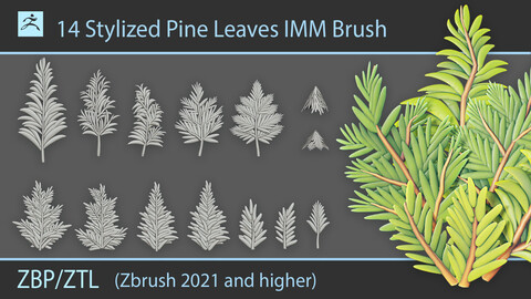 Stylized Pine Leaves IMM Brush