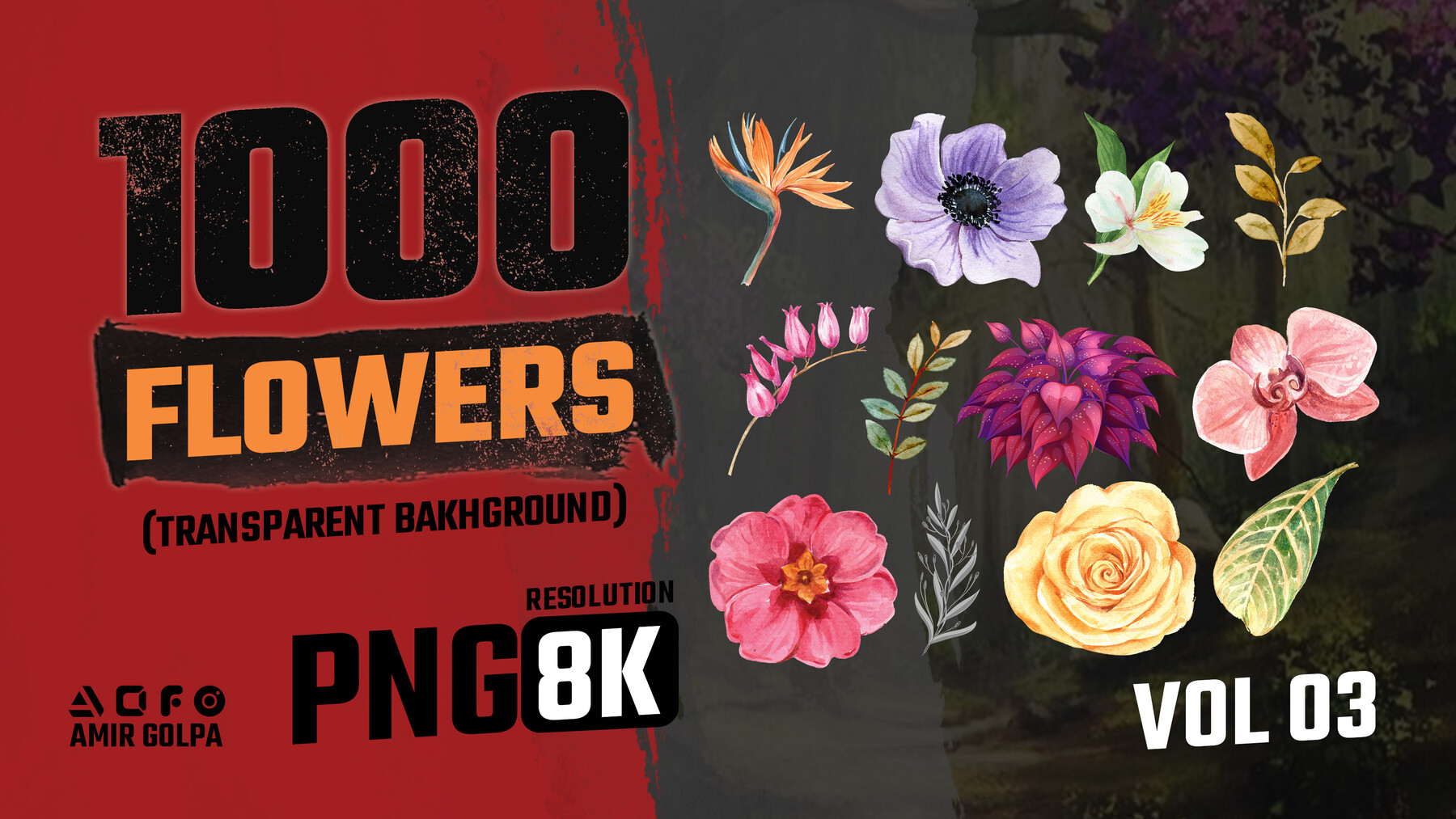 1000 Flowers & Trees transparent background png 8k vol 3 (Rose, Tulip,  Sunflower, Orchid, Lily, Lavender, Daisy, Jasmine, Poppy, Cherry Blossom,  Iris