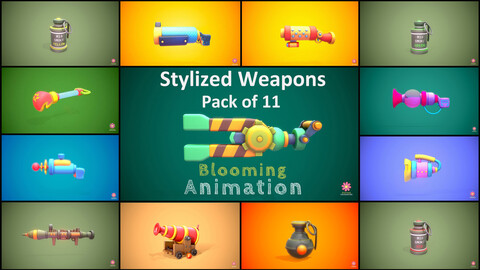 Stylized Weapons Bundle Pack 3D Model Collection