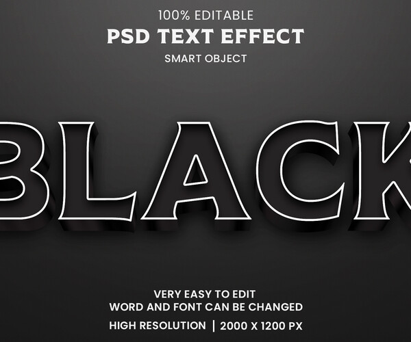 ArtStation - Black PSD Fully Editable Text Effect. Layer Style PSD ...