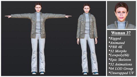 Woman 37 With 52 Animations 32 Morphs