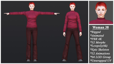 Woman 38 With 52 Animations 32 Morphs