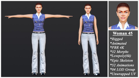 Woman 45 With 52 Animations 32 Morphs