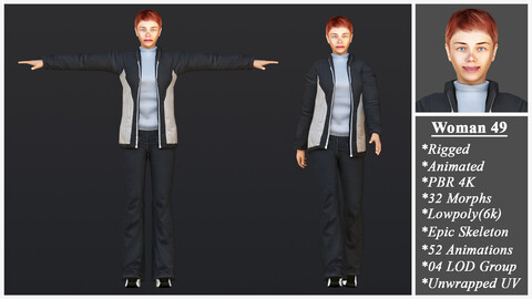 Woman 49 With 52 Animations 32 Morphs