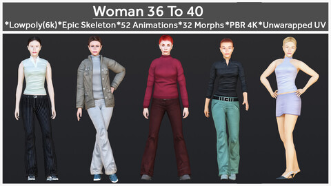 Woman 36 To 40 With 52 Animations 32 Morphs