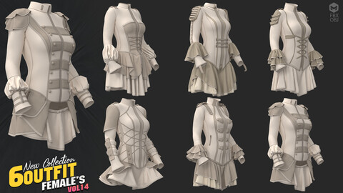 6 models of FEMALE'S outfit vol14 / marvelous & clo3d / OBJ / FBX