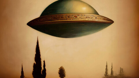 Antique Painting of a UFO