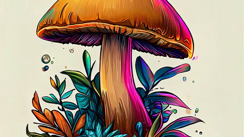 Colorful Mushroom Graphic