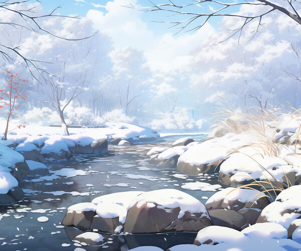 anime snow background