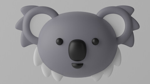 Cartoon Cute Koala Head 3D model