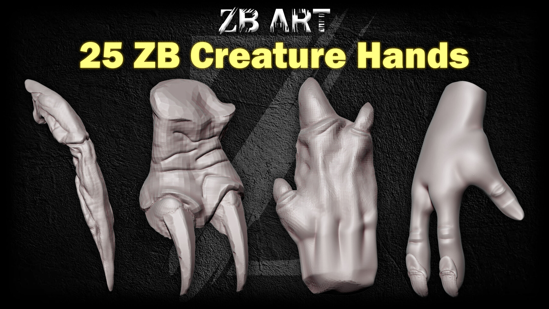 ArtStation - 25 ZB ART Creature Hands For ZBrush (IMM Brush + 3D Model ...