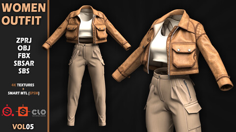 Women Outfit - VOL05 / Clo3d(MD) ProJect + Sbsar File (The project is baked)
