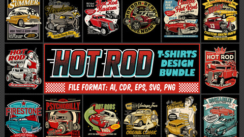 HOT ROD T-shirts Design Bundle