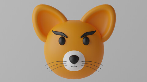 Cartoon Cute Fox Head 3D model