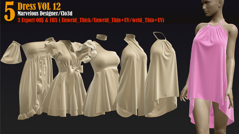 5 Dress_VOL12 (Marvelous/CLO+ZPRJ+OBJ+FBX+UV)