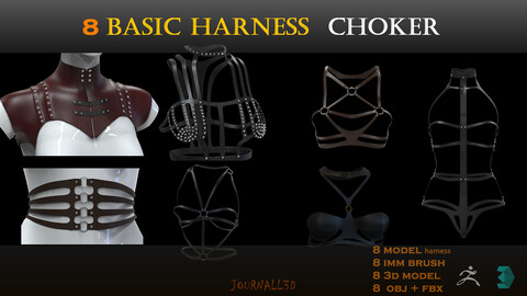 8 harness choker / vol2 / 3d model and imm brush