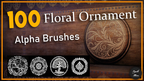 100  Floral Ornament Alpha Brushes - Polymath Patterns