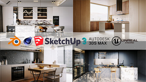 Kitchen Collection 02 (Unreal Engine - Blender - Cinema4D - Sketchup- 3DsMax - FBX - OBJ)